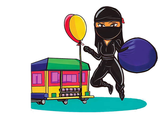 hot cartoon ninja holding balloon bouse houe ninja