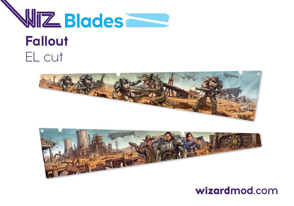 Fallout EL Cut WizBlades with custom Wasteland-inspired artwork