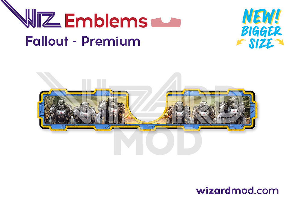 Thumbnail: WizEmblems pinball accents and badges adding custom artwork to Fallout pinball machines.