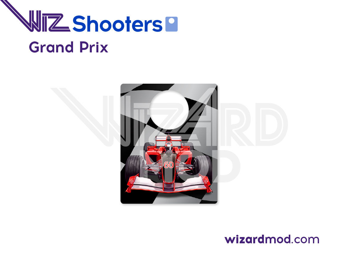 Grand Prix pinball WizShooters shooter cover decal design preview featuring custom artwork and precise fit around the plunger
