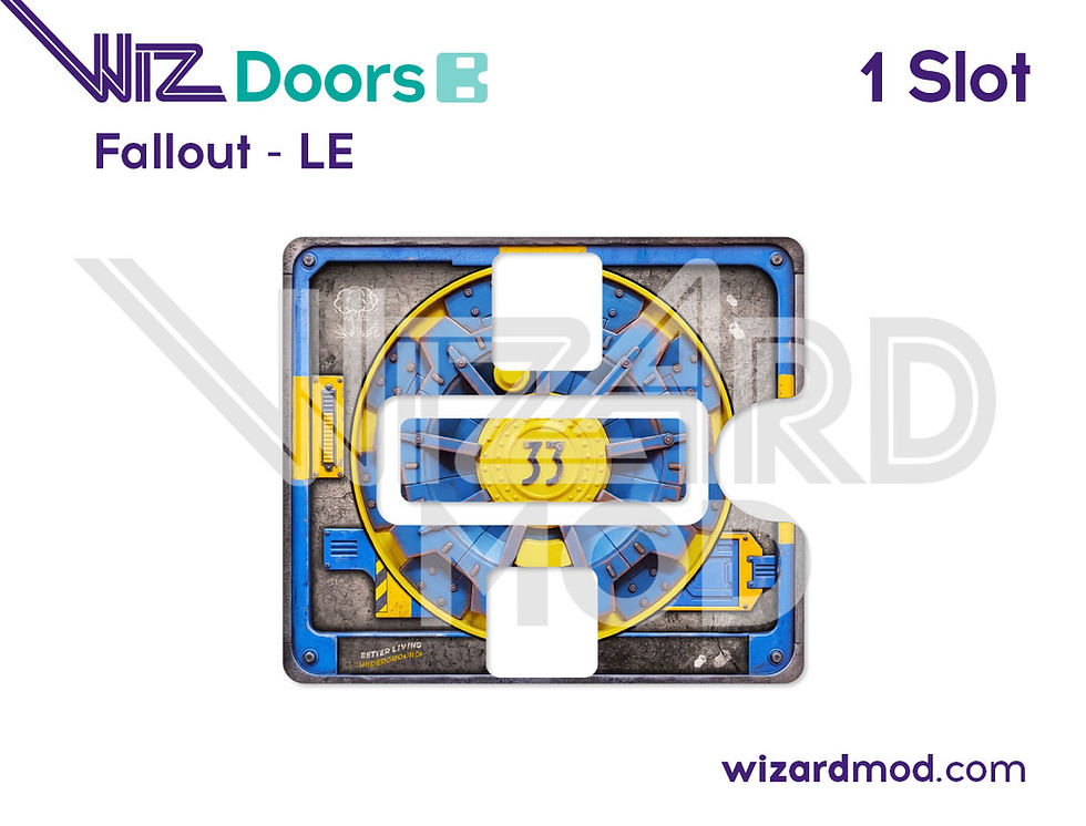 Thumbnail: Fallout pinball WizDoors magnetic coin door upgrades featuring detailed artwork and quick installation with no adhesive requi
