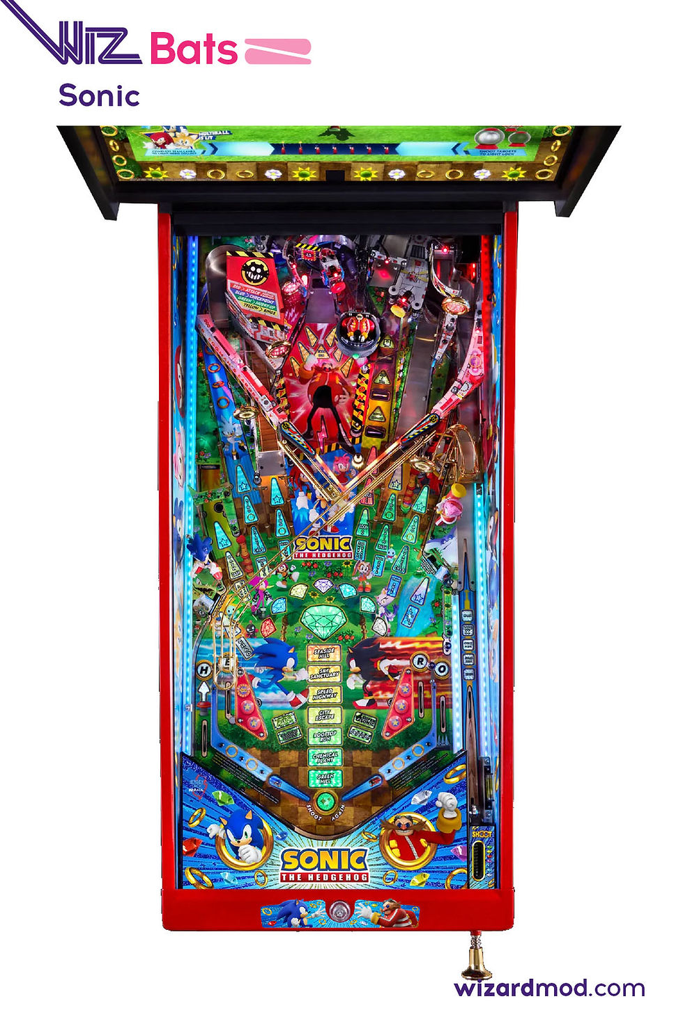 Sonic the Hedgehog Jersey Jack Pinball playfield.
