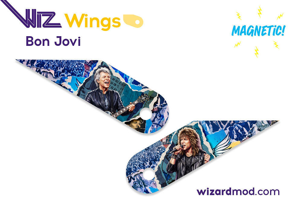 Magnetic WizWings to install on the Bon Jovi pinball backbox hinges.