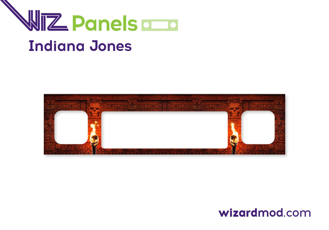 WizPanels speaker grill panels for Indiana Jones pinball featuring precision micro-perforations for clear sound output.