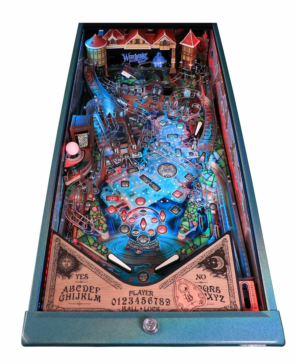 Winchester Mystery House pinball machine showing the complete playfield.