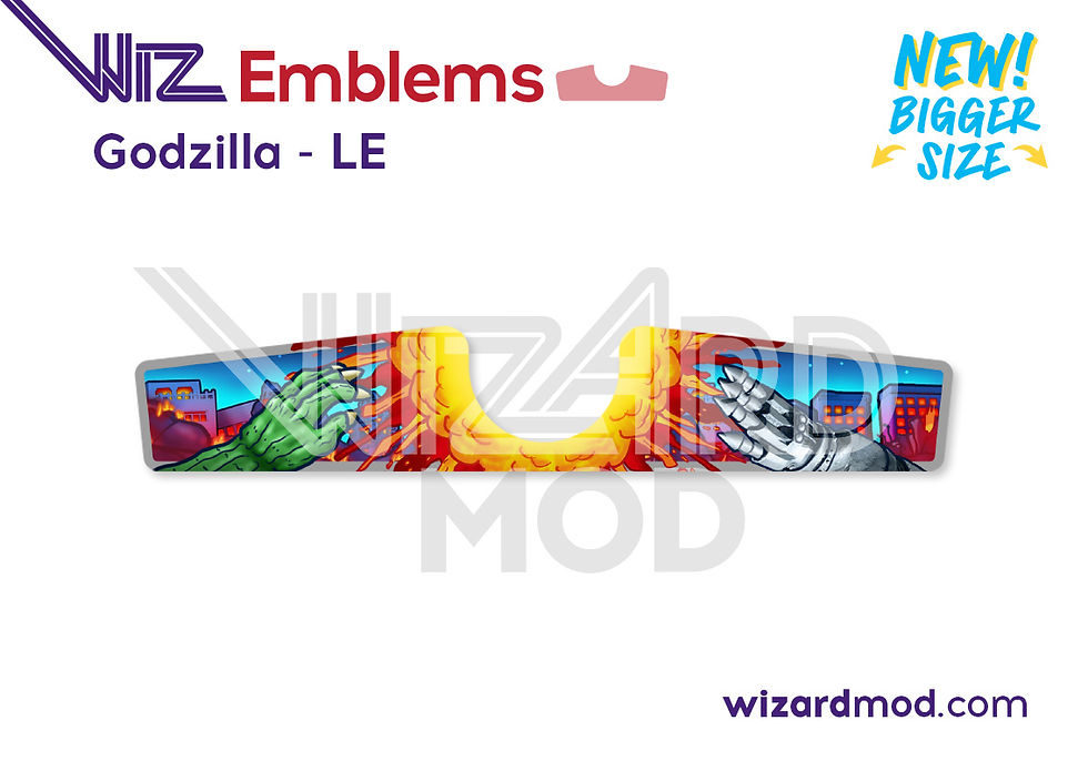 Thumbnail: WizEmblems magnetic lockdown bar button accents for Godzilla pinball featuring premium artwork and easy installation.