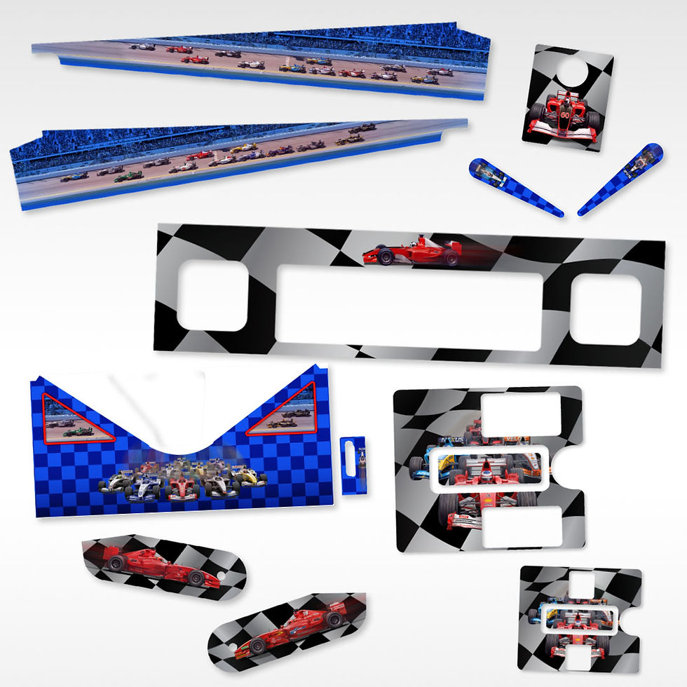1. Grand Prix racing-themed pinball artwork by Wizard Mod