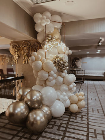 Bridal Shower Balloon Column with neon sign