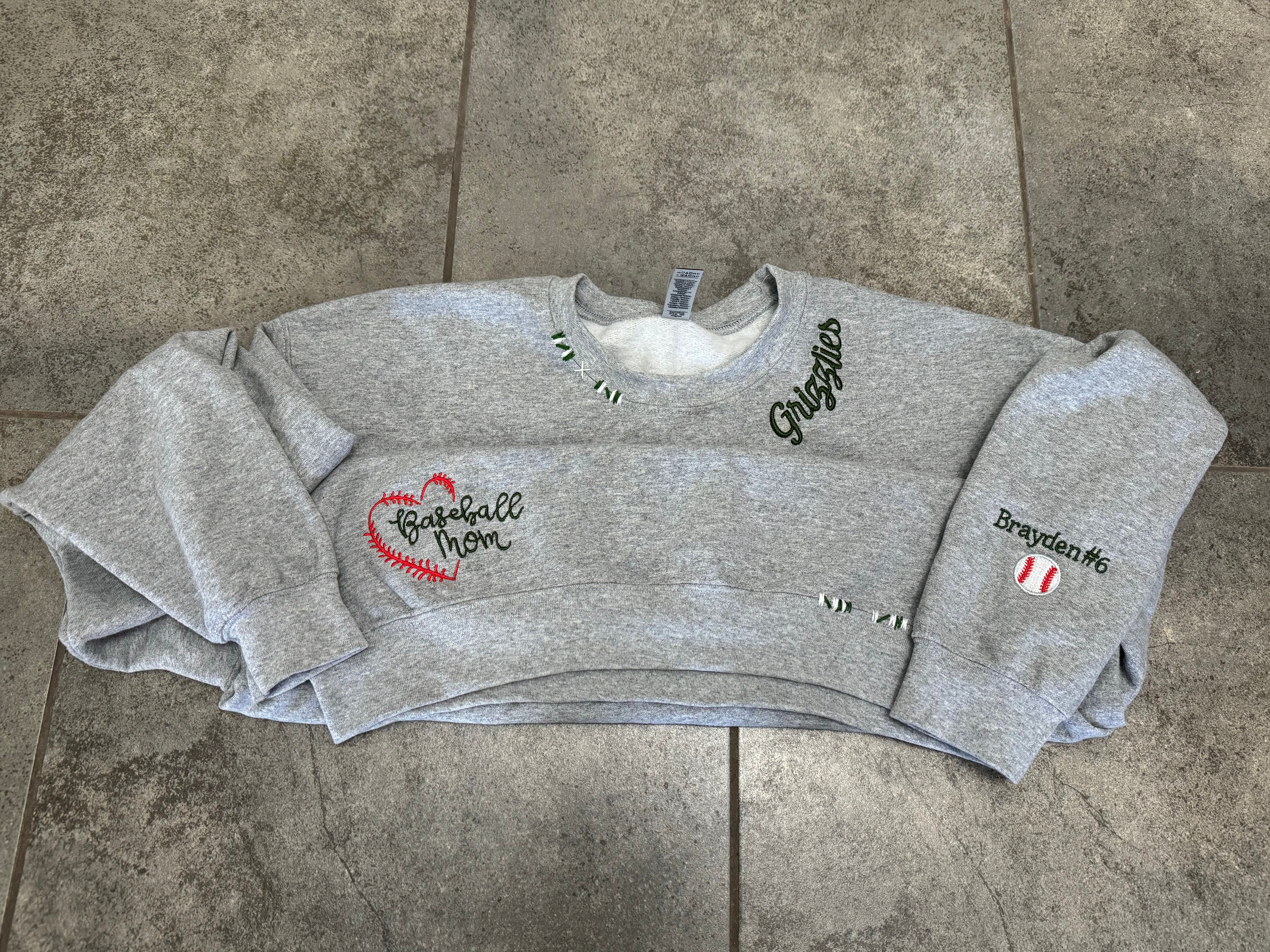 Baseball Mom Curved Neck Sweatshirt