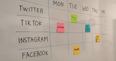 Social Media content planning on a white