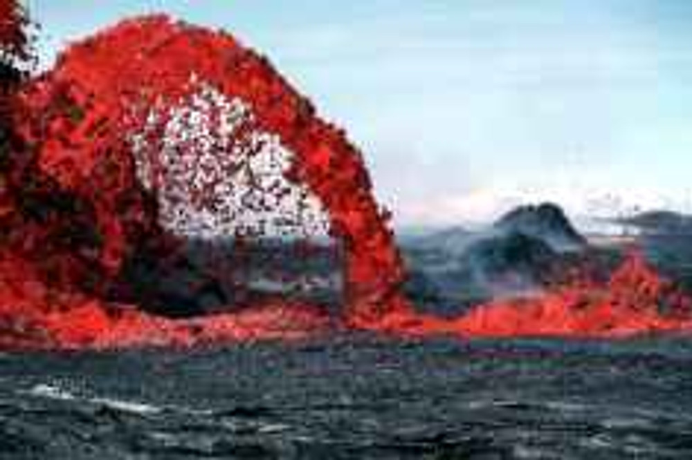 erupting lava during daytime