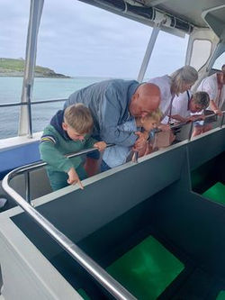 A family enjoys the glass bottom