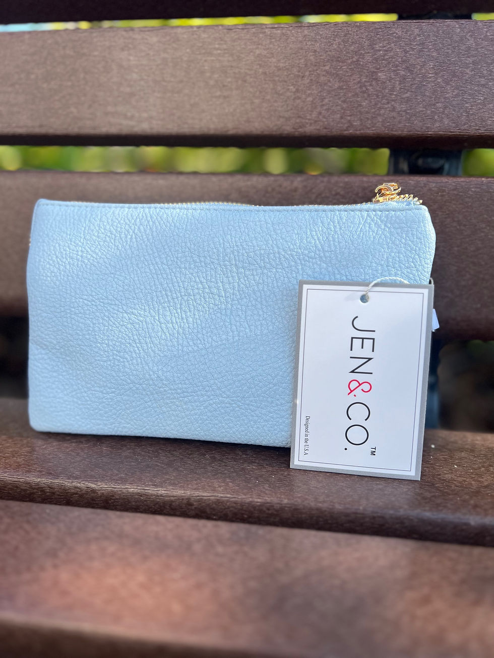 Baby blue crossbody purse 