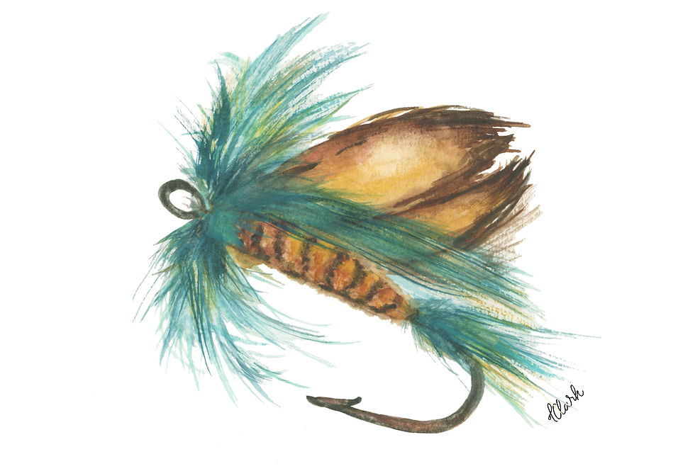 Watercolor Wet Fly Greeting Card