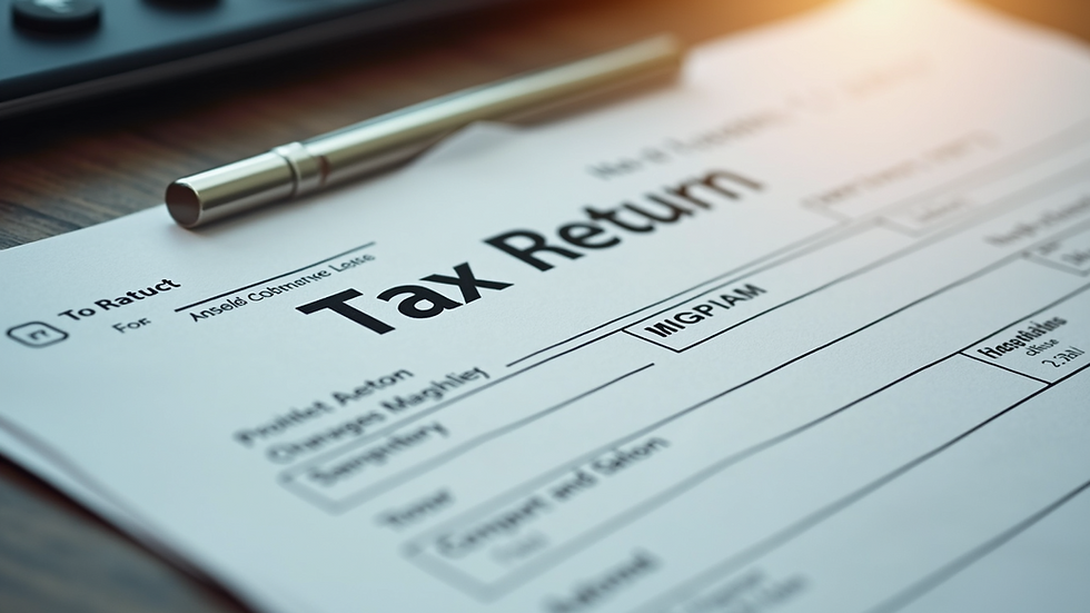 Close-up view of a tax return form