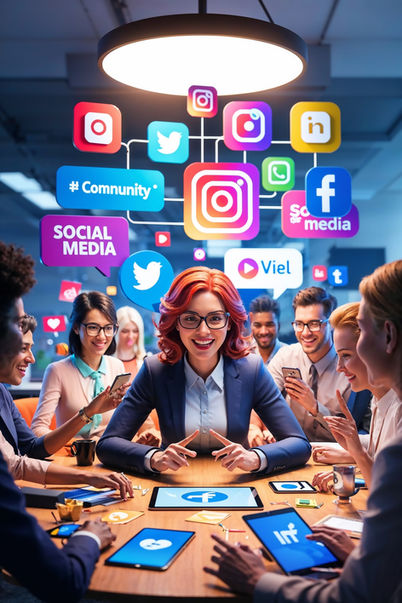 Social media team meeting; diverse group