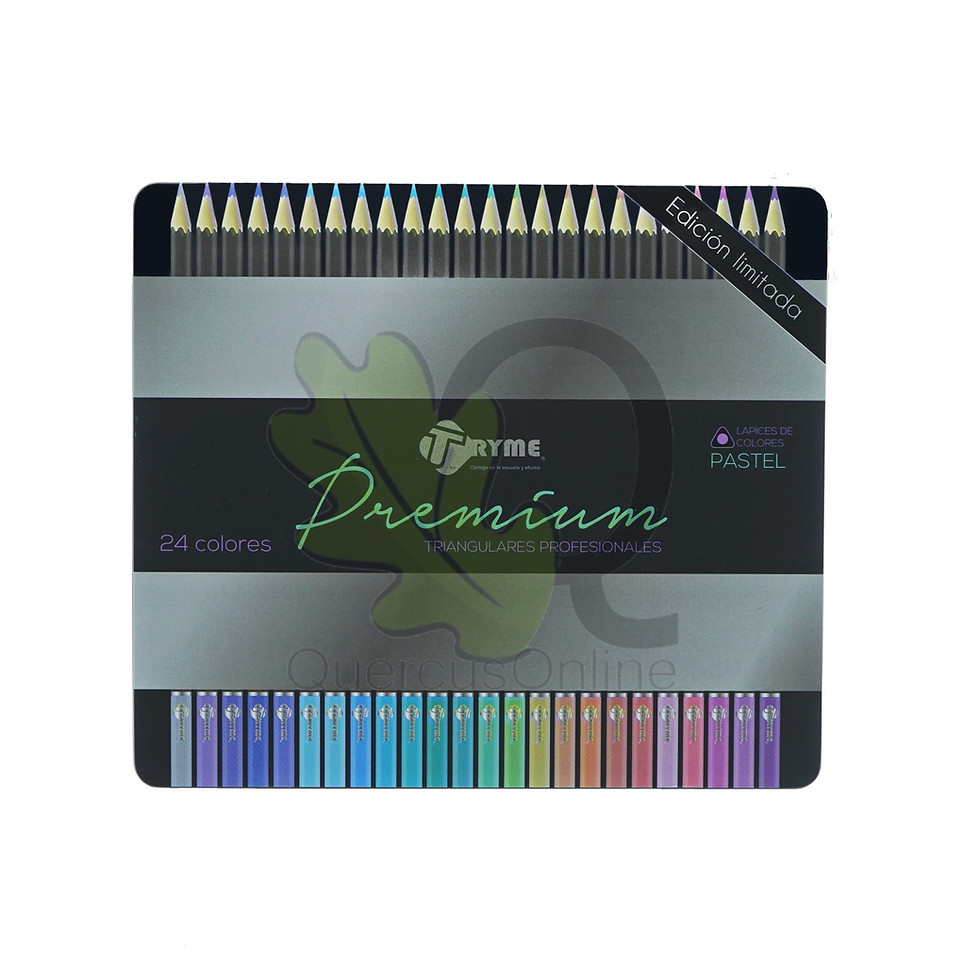 Miniatura: Lápices de colores pastel Tryme en estuche metálico con 24 piezas