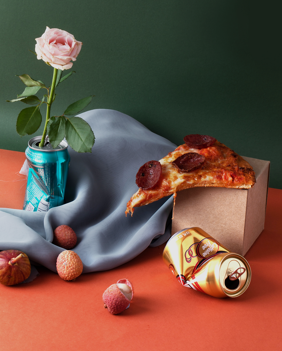 Composition of food leftovers and used cans