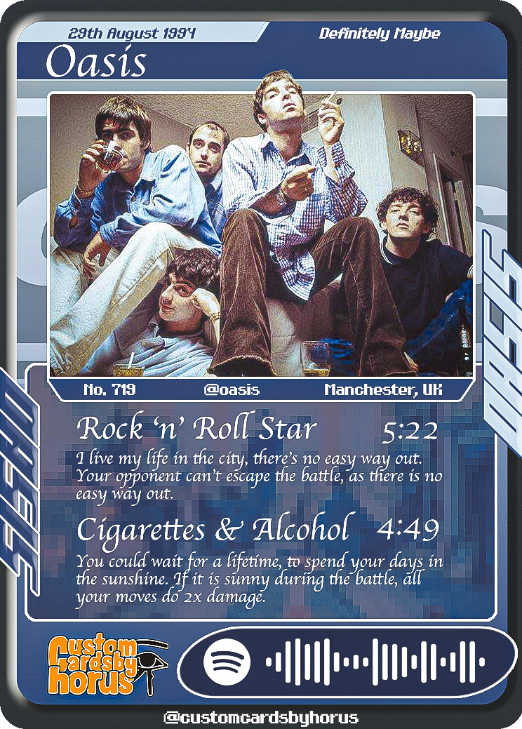 Oasis Holographic Trading Card | customcardsbyhorus