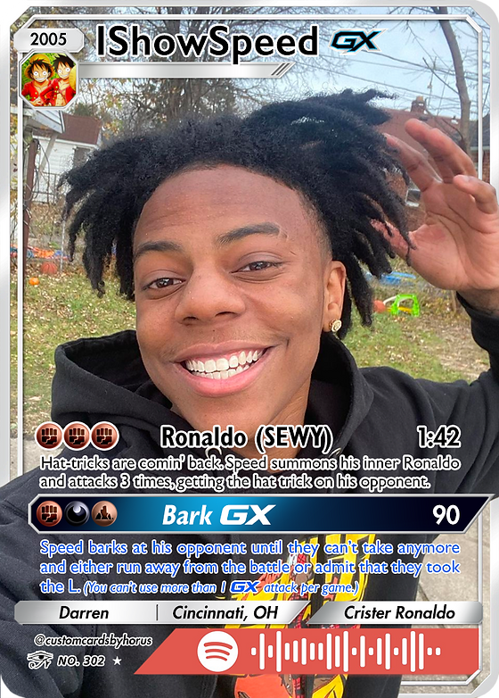 ishowspeed pokemon card Pokemon Ishowspeed Pokemon Card