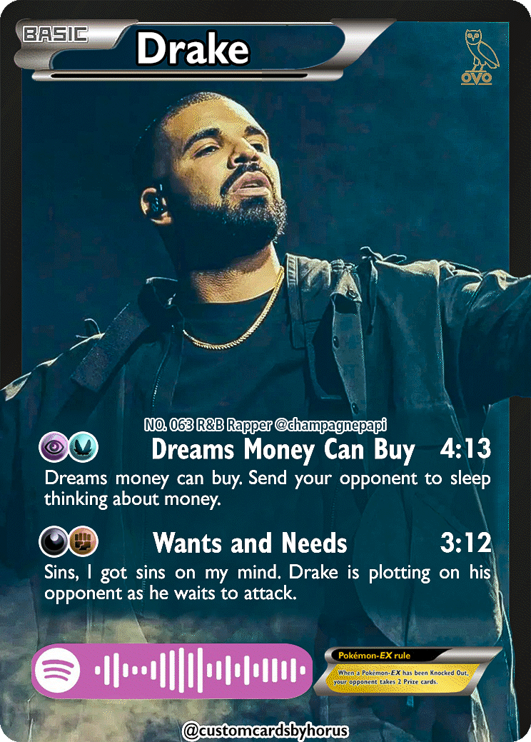 Drake Holographic Trading Card | customcardsbyhorus