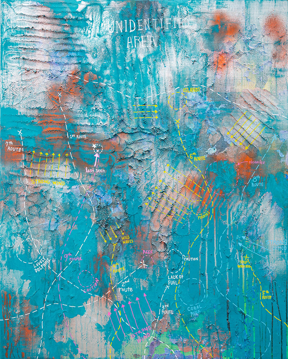 Sea of Love, 100x80.3cm, Mixed media on canvas, 2024