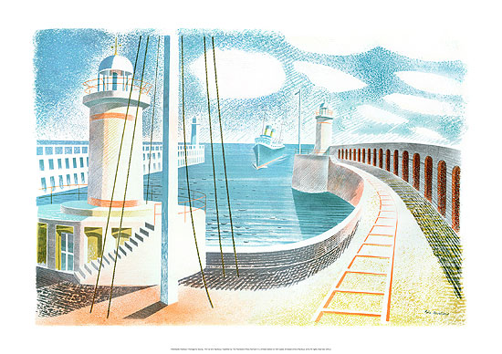 Newhaven Harbour Print, Sussex by artist Eric Ravilious