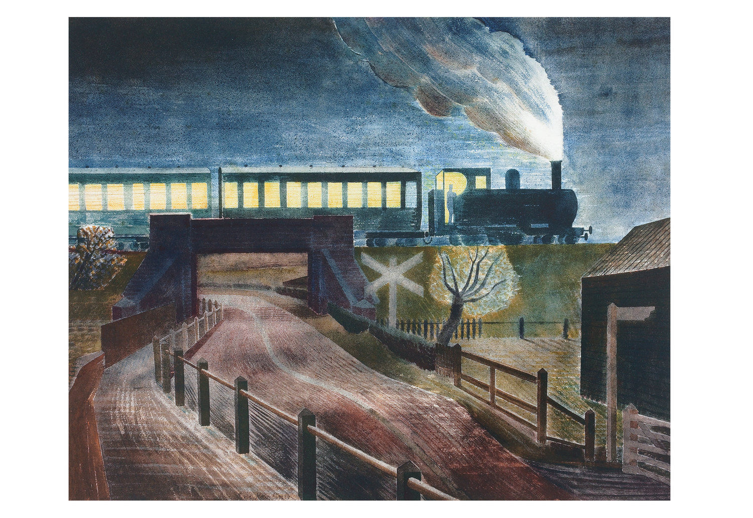 Train at Night Painting by Eric Ravilious
