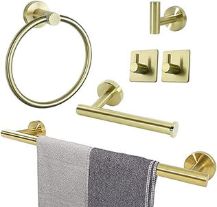 Accesorios dorados baño andrea leos amazon decor