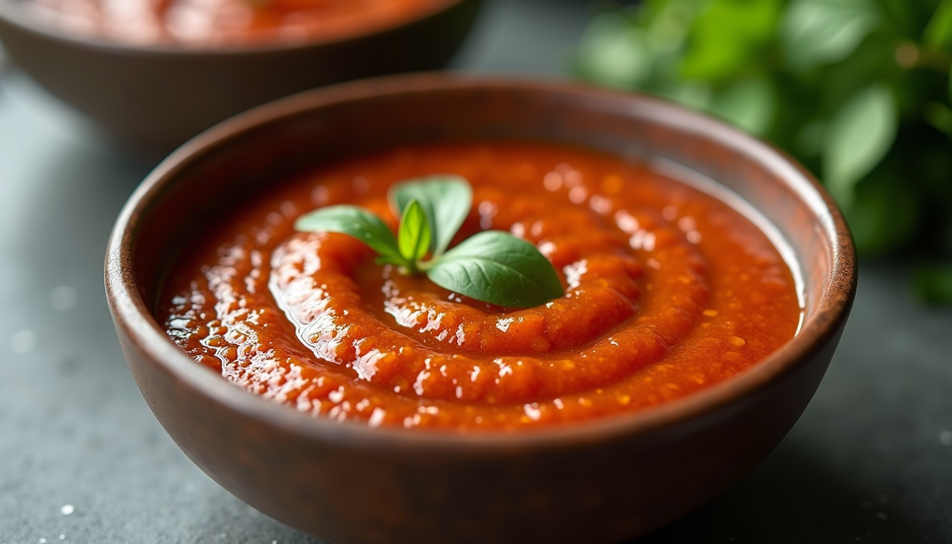 Close-up view of a vibrant chimichurri sauce in a small bowl