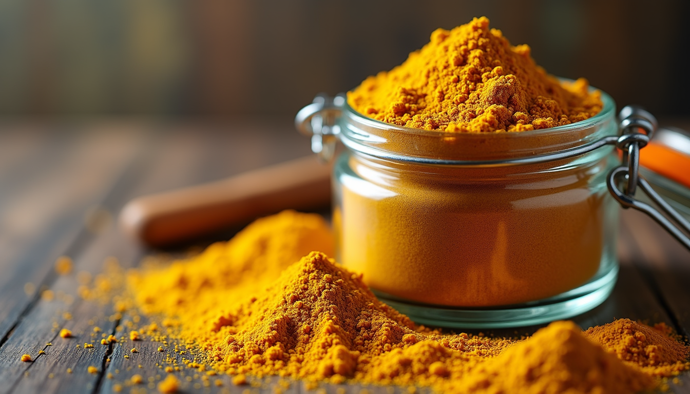 Close-up view of a spice jar filled with asafoetida