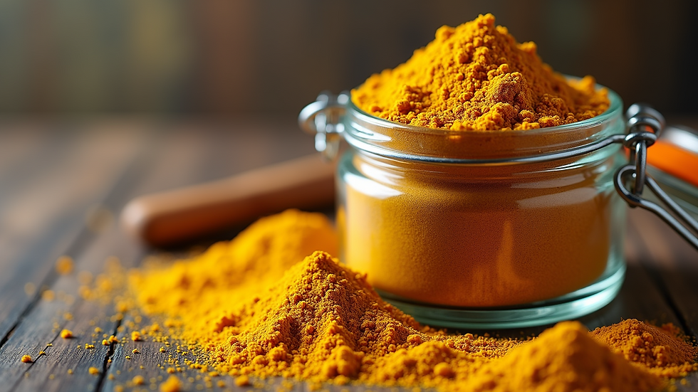 Close-up view of a spice jar filled with asafoetida
