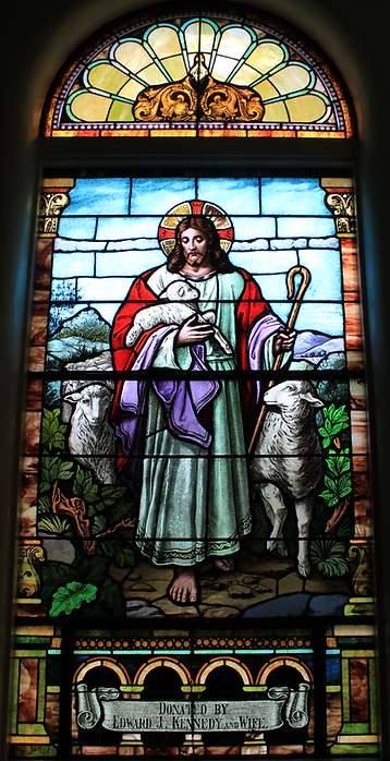 Edward J. Kennedy, Rose Anna Redmond Kennedy, Illinois Route 60, Kennedy Road, Lake Forest, Illinois, St. Patrick Church, The Good Shepard Stained Glass Window