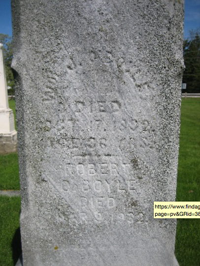 Sarah O'Boyle, Michael O'Boyle, Mary Swift O'Boyle, St. Patrick Cemetery