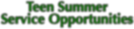 Teen Summer Service Opportunities