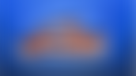 Texte orange et brillant ressemblant à "Lóm" sur fond bleu lumineux. Style 3D, jeu d'ombres accentuant les formes lisses.