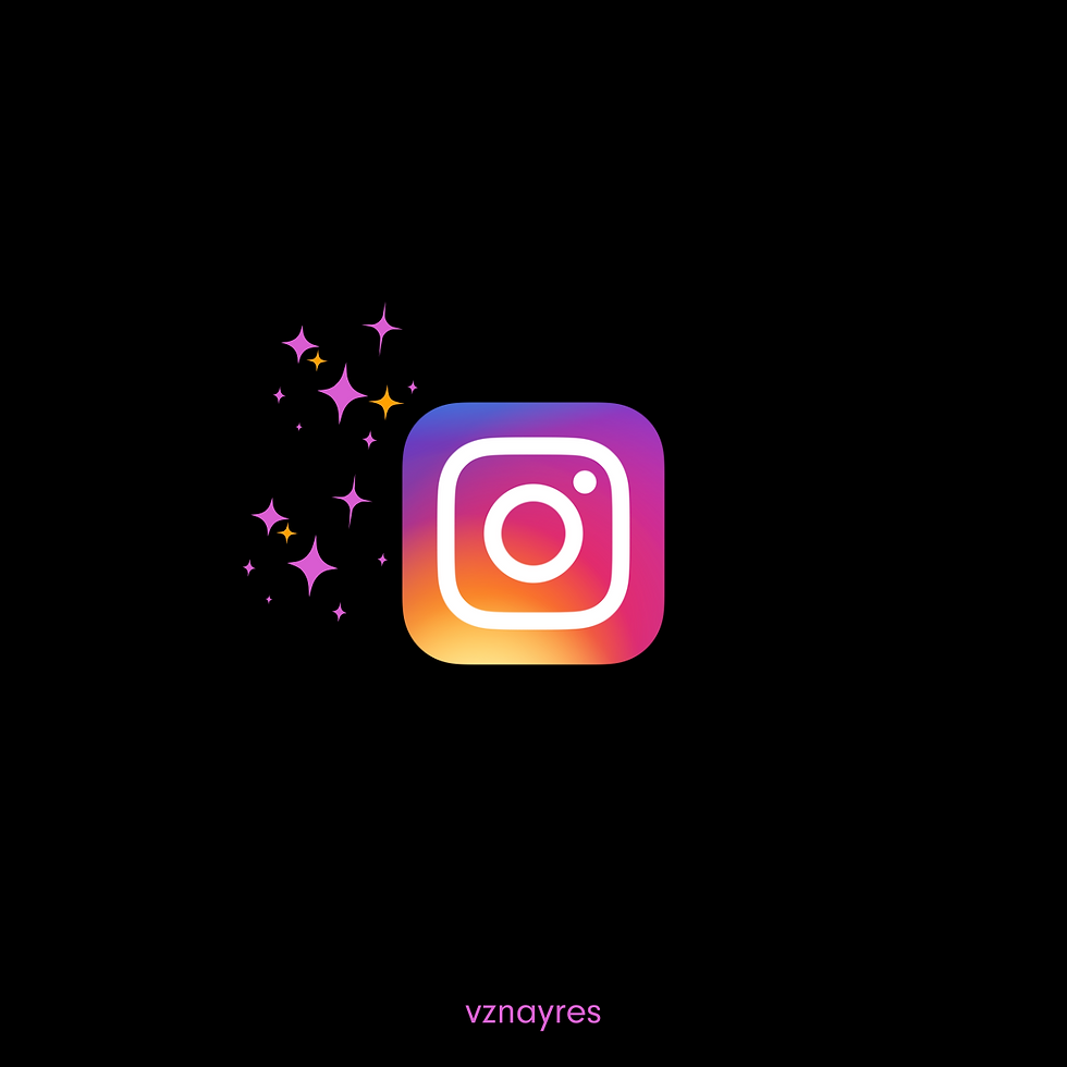 Graphic of an image with the Instagram icon and sparkles coming from the left side of the icon