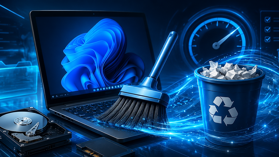 Vista em ângulo alto da pasta temporária do Windows aberta na tela do computador