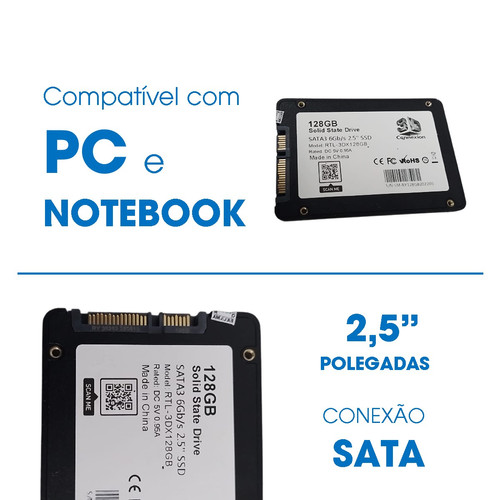 Ssd 128gb De Armazenamento Compatível Para Pc Ou Notebook Com
