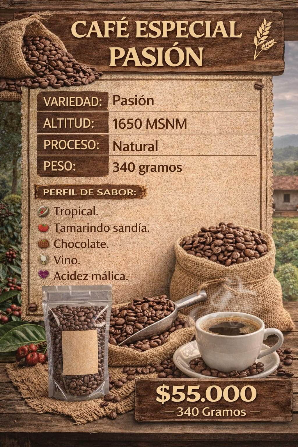 CAFE CON AROMA Y SABOR PASION