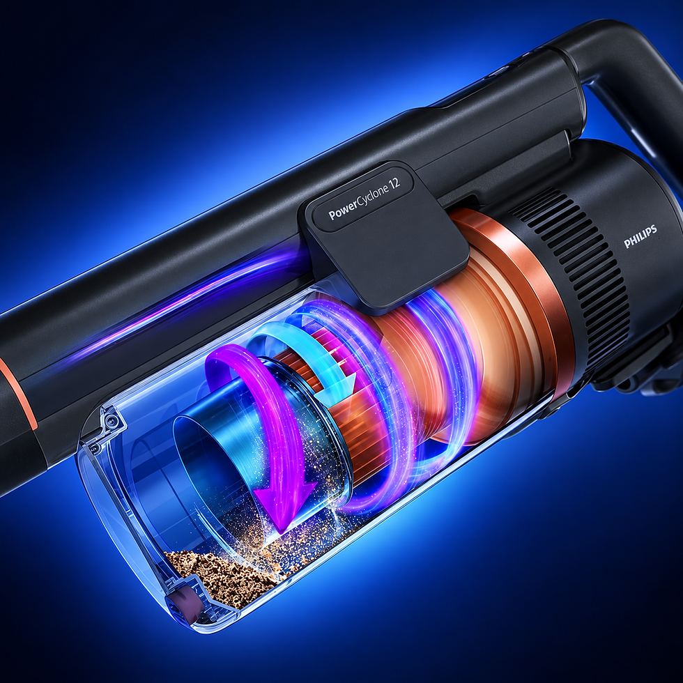 Philips XC8054/01 PowerCyclone 12 teknolojisinin hava akışı ve toz ayırma sistemi