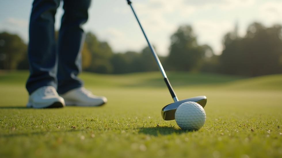 Close-up view of a golf coach conducting a swing lesson