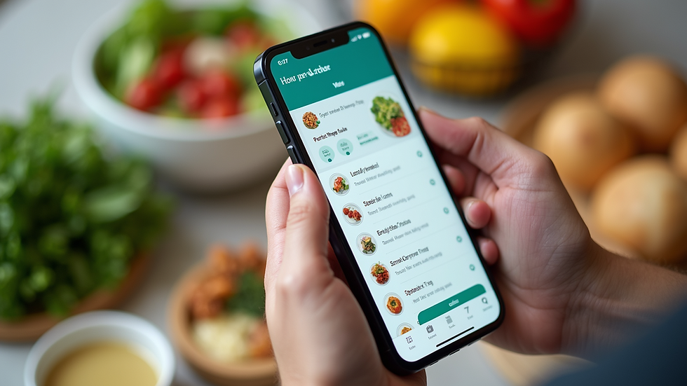 Close-up view of a smartphone displaying the PerfectPrep app interface with meal planning features