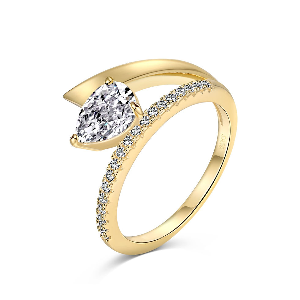 925er Silberring - Tropfen-Zirkonia