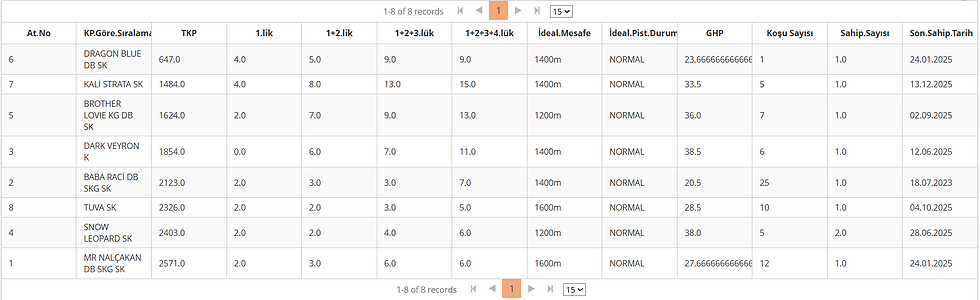 Ankara race statistics table for August 20, 2026.