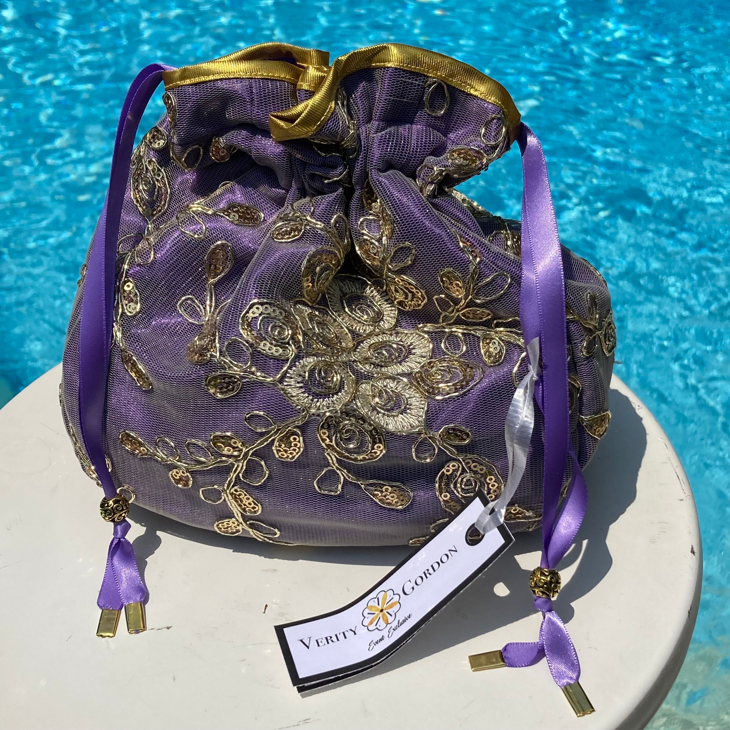 Lilac & Gold Applique Bag