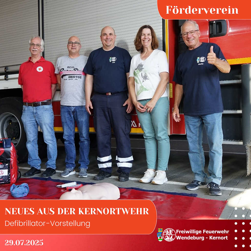 Vorstellung der neuen Defibrillatoren in Wendeburg – gute Kooperation von DRK und Feuerwehren.