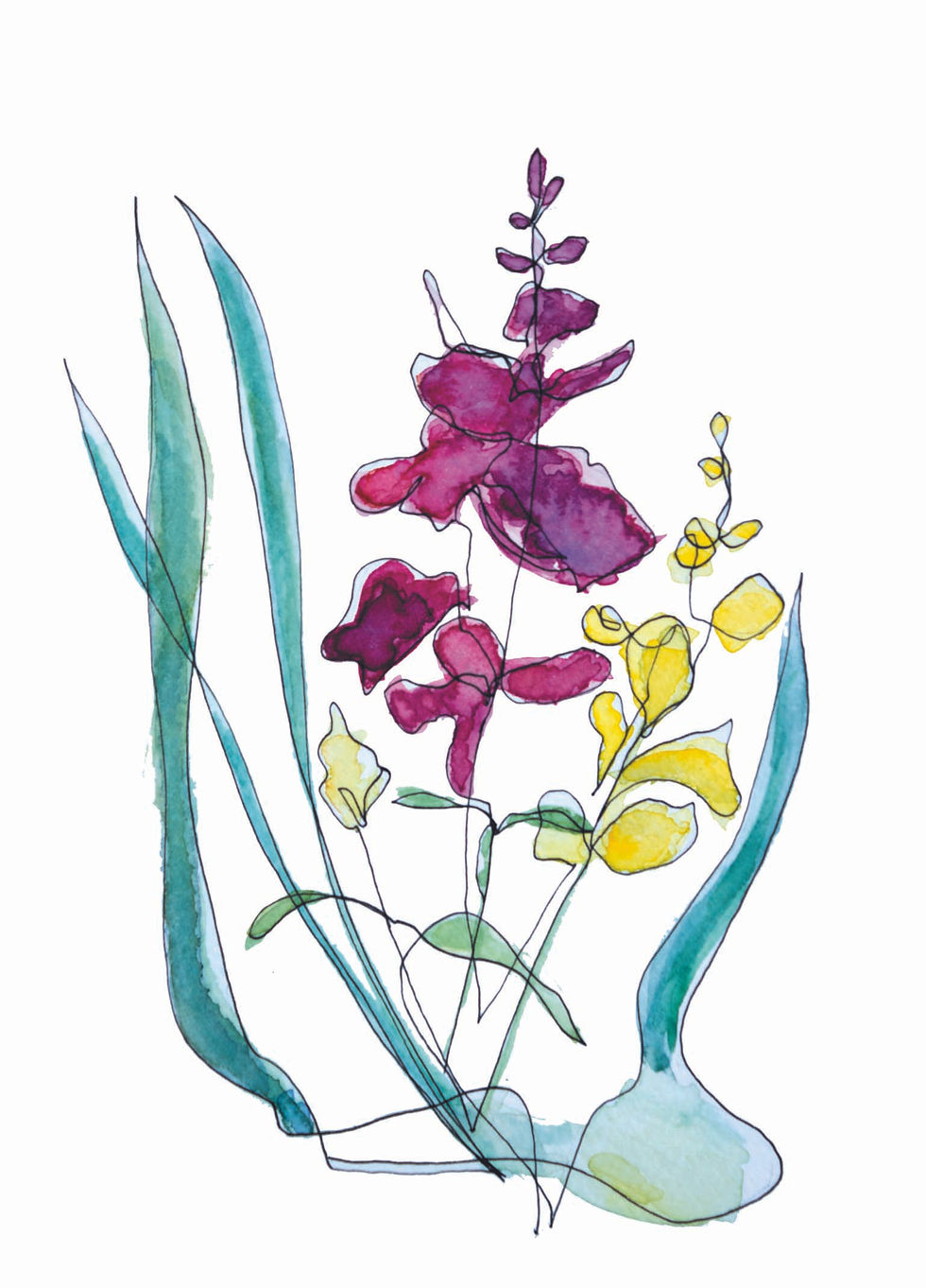 Thumbnail: Irish Flower Blind Contour Card Prints (set 1)