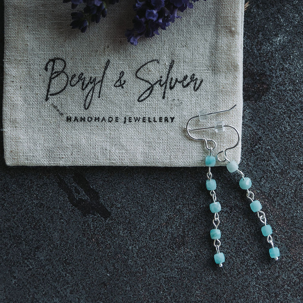 Thumbnail: Amazonite cube dangle earrings