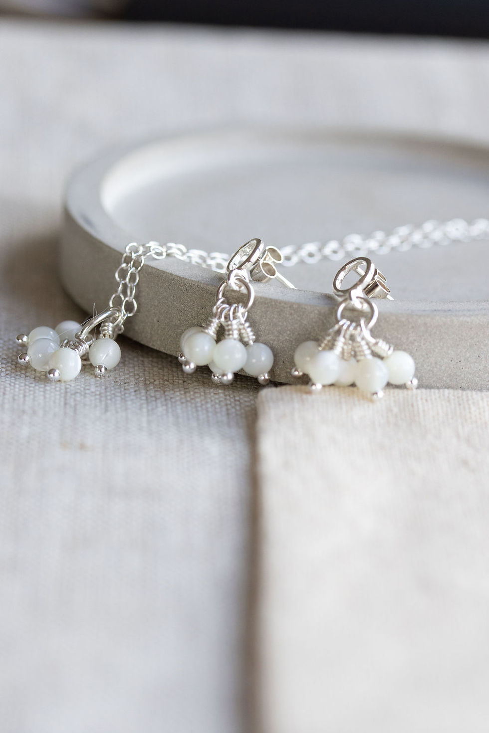 Thumbnail: Mother of pearl cluster earrings